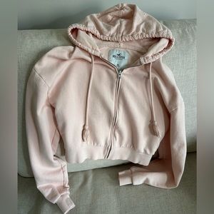 Hollister zip up crochet sweatshirt